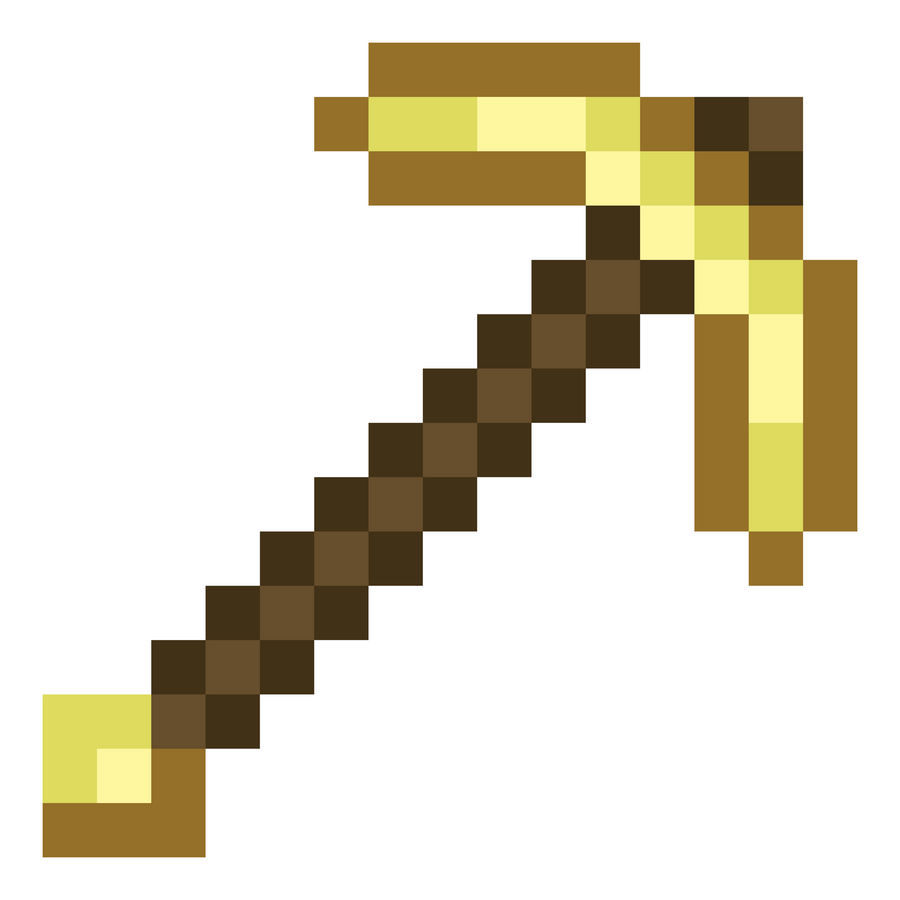 Golden Pickaxe Pixel Drawing Sticker