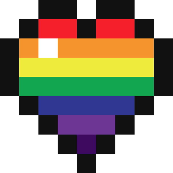 Pride Rainbow Heart With Black Border Pixel Art